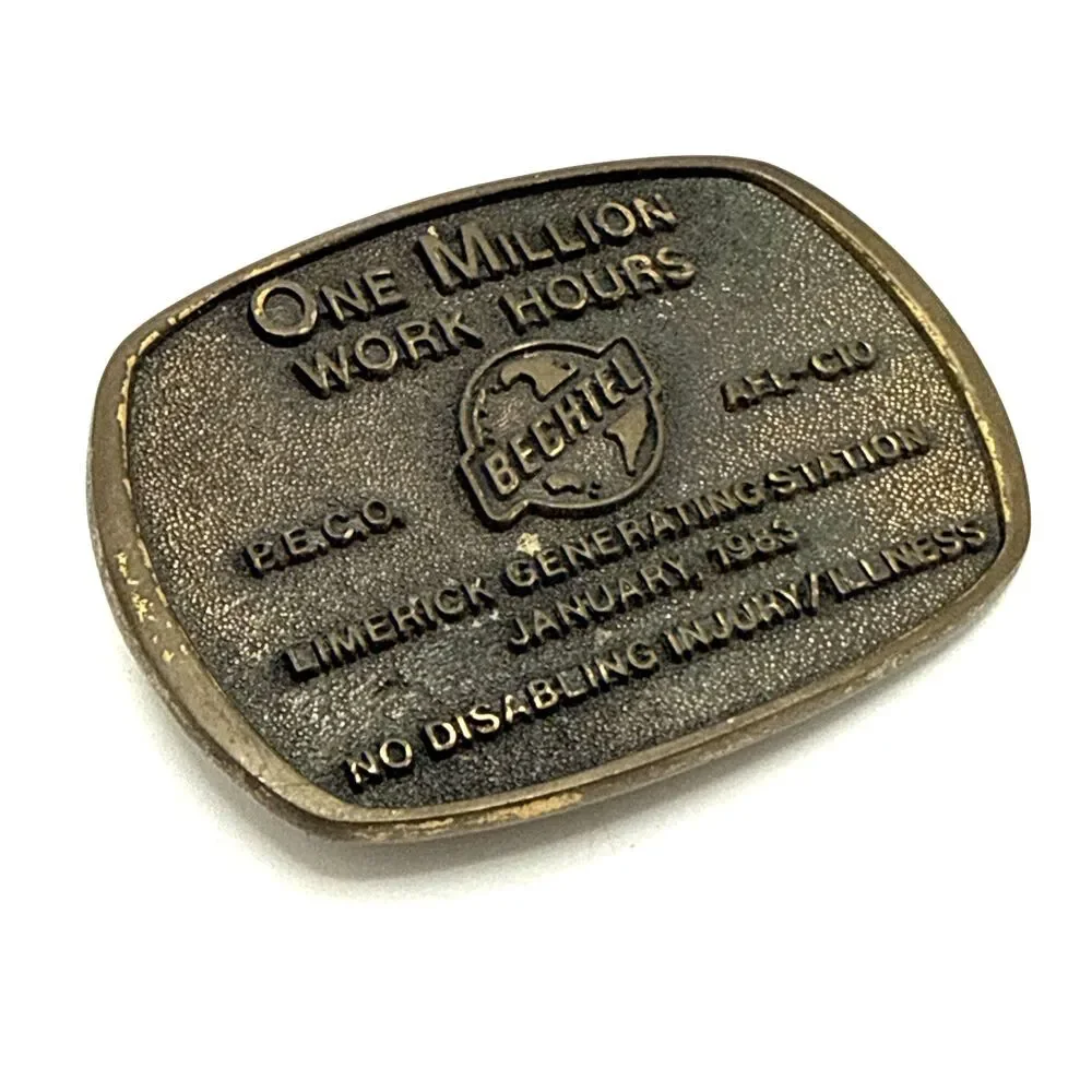 Vintage '83 LIMERICK GENERATING STATION Bechtel AFL-CIO Belt Buckle Safety Award